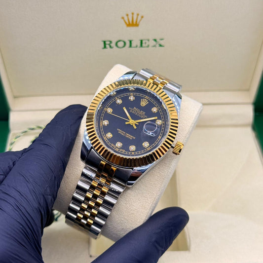 Rolex True Tone Jublee Chain Black Dail