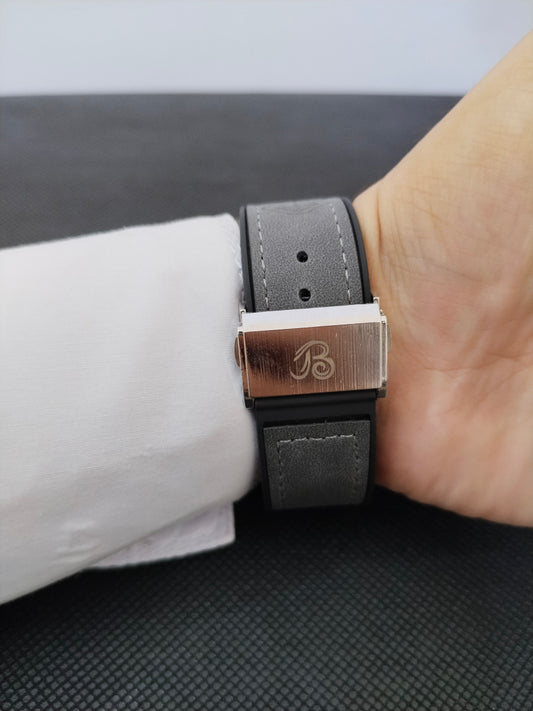 Hublot Black Skeleton With Grey Strap