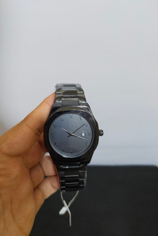 Black Arabic Aura Stainless Steel Shine Dial