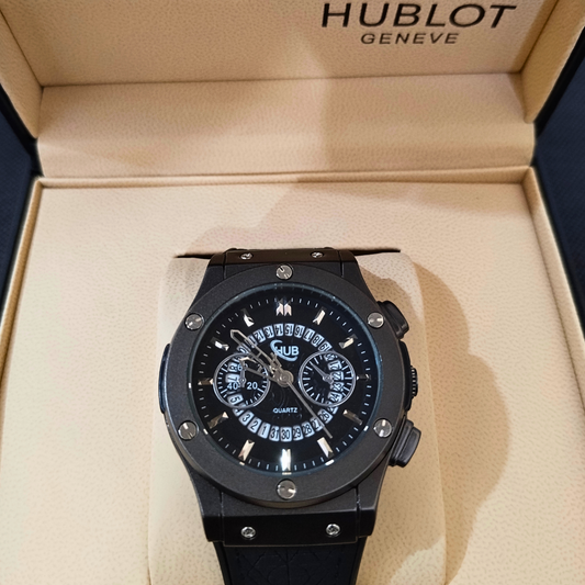 Hublot Black Skeleton With Black Strap