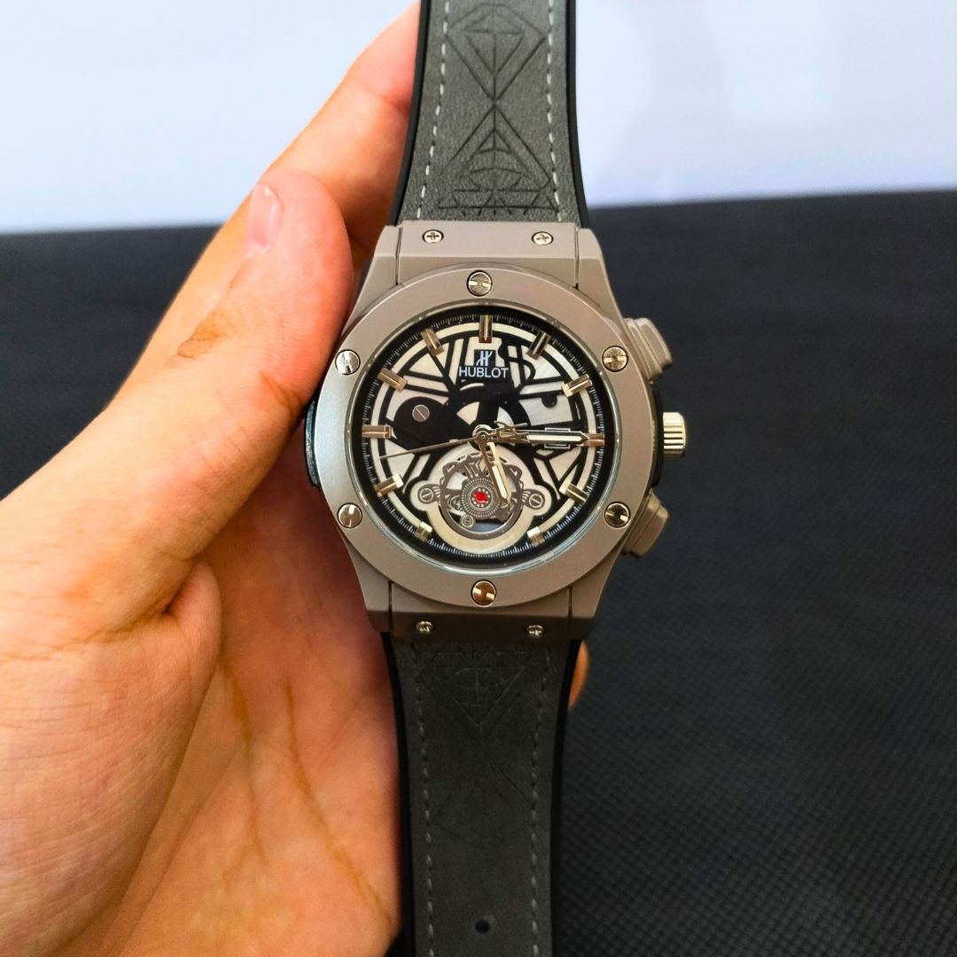 Hublot Black Plain With Grey Strap