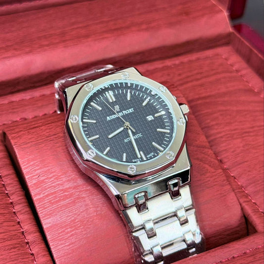Audemars Piguet Silver Chain with Black Dial (Swiss Movement)