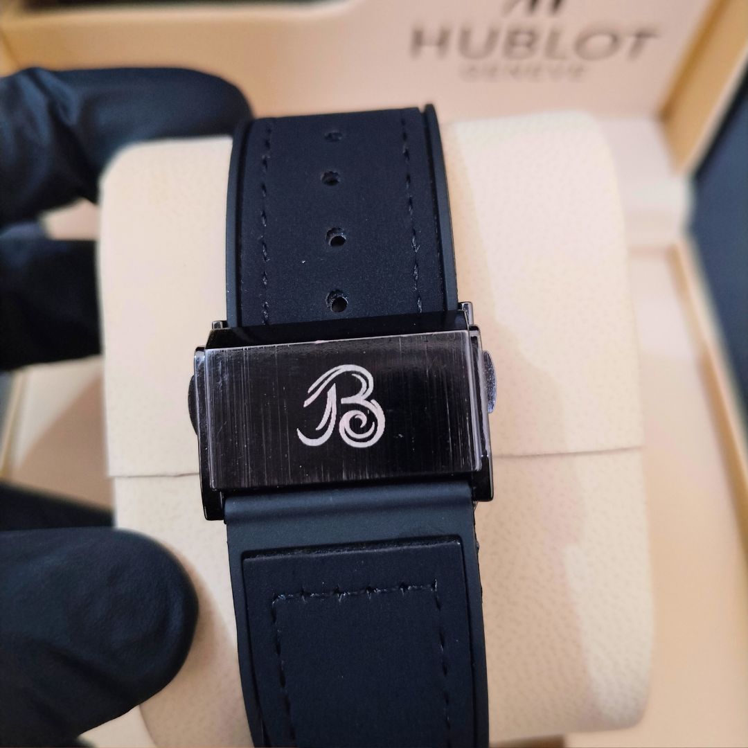 Hublot Black Skeleton With Black Strap