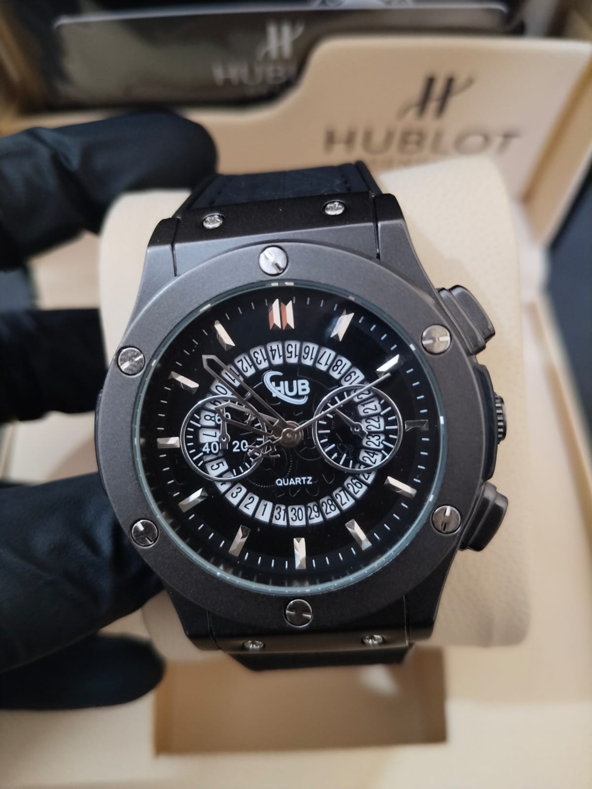 Hublot Black Skeleton With Black Strap