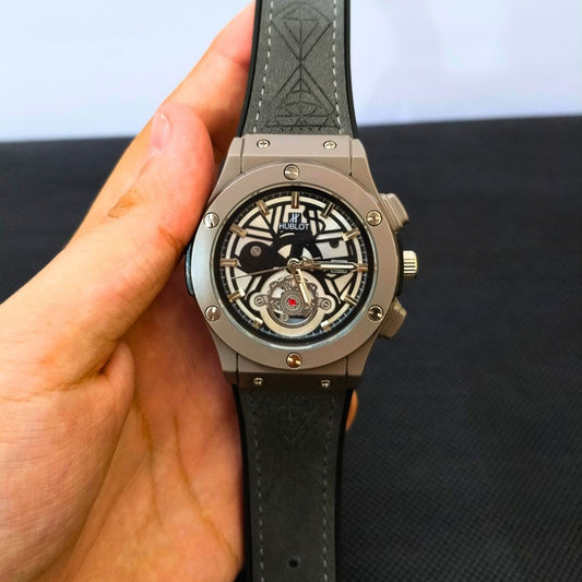 Hublot Black Plain With Grey Strap