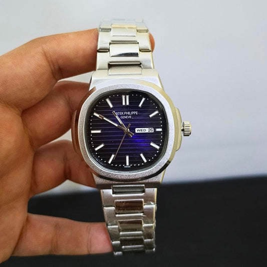 Patek Philippe Silver With Blue Dial